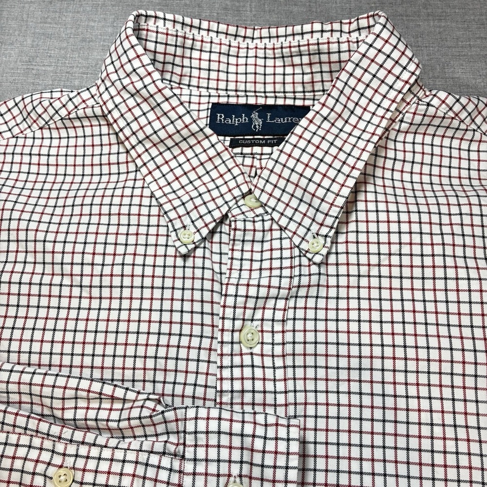 Ralph Lauren Mens XXL Custom Fit Button Down Shirt Red Black White Pony 2XL